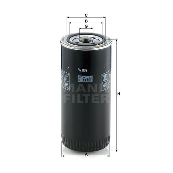 MANN W962 Yağ Filtresi Volvo B10-B10M 