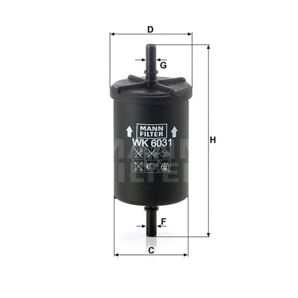 MANN WK6031 Benzin Filtresi CLIO Megane Laguna / 206 207 307 / C2 C3 C4 1.4 1.6