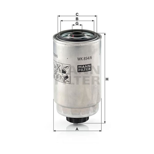 MANN WK8546 Mazot Filtresi Doblo Freemont Ducato / Boxer / Jumper 1.9 Jtd 2.0 Jtd 2.0 HDI 2.8 HDI 2. 