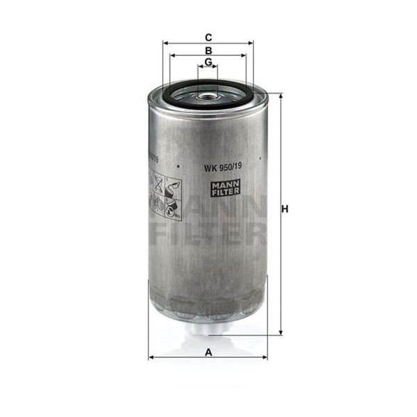 MANN WK95019 Yakıt Filtresi Iveco Eurocargo II 03-08 -Eurocargo III 08- -Stralıs-Strator-Trakker 04-