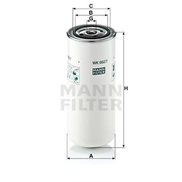 MANN WK9627 Yakıt Filtresi Fh Fl Fm Nh Serisi T