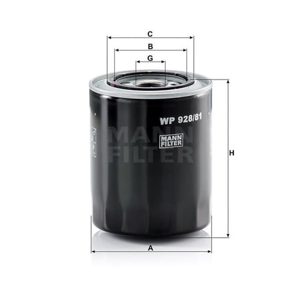 MANN WP92881 Yağ Filtresi Starex H100 / L200 L300 Pajero 2.5D 2.5Td
