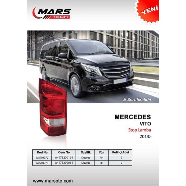 MARS 510973 Stop Lambası Sol Mercedes Vito 13 Duysuz