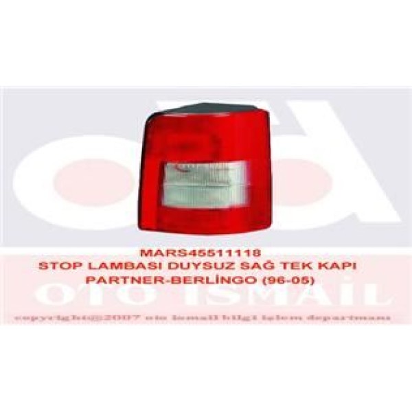 MARS 511118 Stop Lambası Sağ Partner 96- / Berlingo 96- Duysuz Tek Kapı