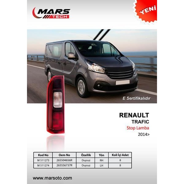 MARS 511273 Stop Lambası Sağ Renault Trafic 14-