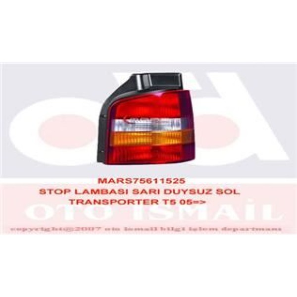 MARS 611525 Stop Lambası Sol Transporter T5 03- Duysuz Sarı Kırmızı