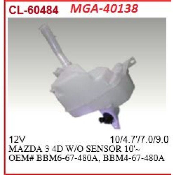 MGA 40138 Silecek Su Deposu Mazda 3 Sedan 08-12 Motorlu Sensörsüz 