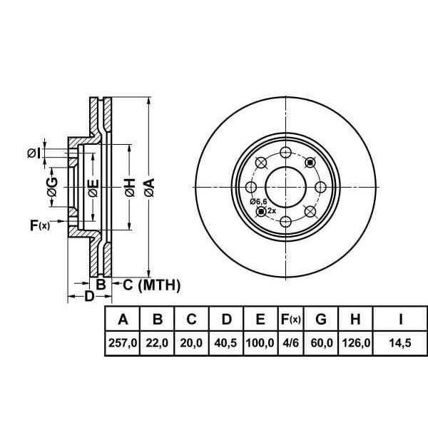 MGA 50106 Fren Diski Ön 500 07- Linea 07- Doblo 01- Fiorino 08- Bravo II 07- Stilo 01- Panda 12- / M