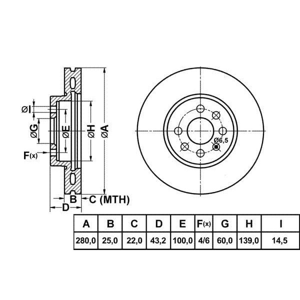 MGA 50113 Fren Diski Ön Astra H 04- Combo 01- Merıva A 03- Havalı 280Mm