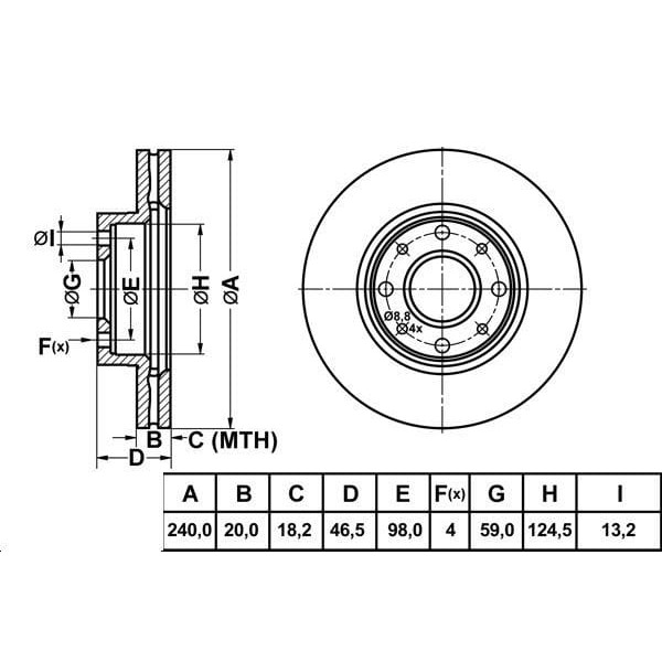MGA 50114 Fren Diski Ön Palio 96- Siena 96- Havalı 240Mm 