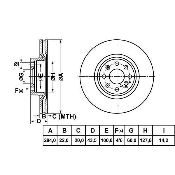 MGA 50115 Fren Diski Ön Punto Evo 09- / Corsa D 06- Corsa E 14- Adam 13- Havalı 284,4Mm 