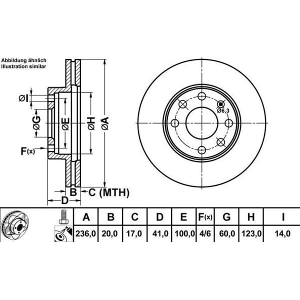 MGA 50121 Fren Diski Ön Aveo T250 T255 05- Kalos 02- Matız 05- Spark 10- Havalı 236Mm 