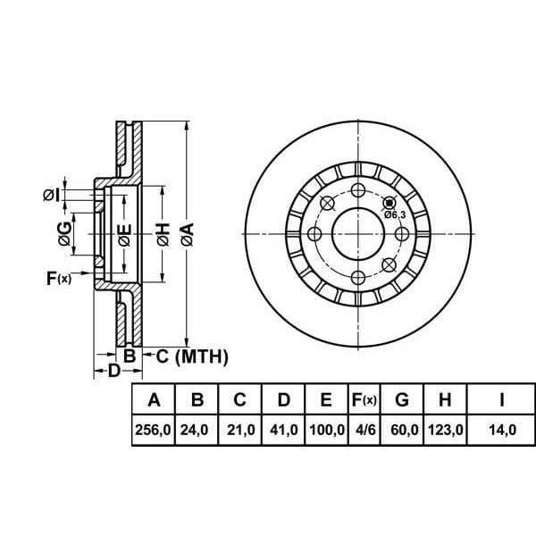 MGA 50128 Fren Diski Ön Astra F 91- Astra F Classıc 99- Astra F Vectra A 88- Vectra B 95- Vectra A V