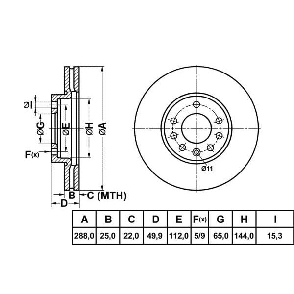 MGA 50132 Fren Diski Ön Croma 05- / Vectra C 02- Sıgnum 02- / 9-3 02- Havalı 285Mm