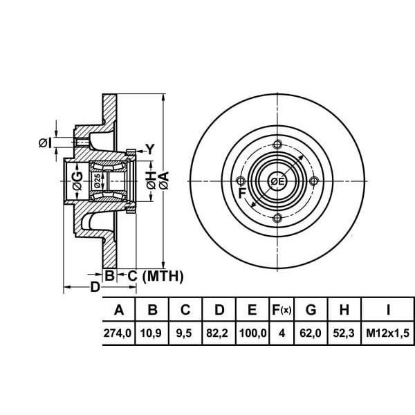 MGA 50149 Fren Diski Arka Megane I Sw 97- Scenic I 99- Düz 274Mm 