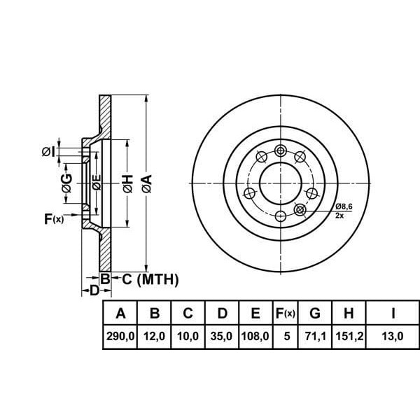 MGA 50153 Fren Diski Arka 407 04- 508 10- 607 00- Rcz 10- / C5 08- Düz 290Mm