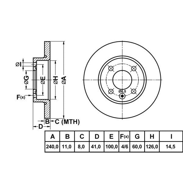 MGA 50163 Fren Diski Ön Corsa C 00- Düz 240Mm