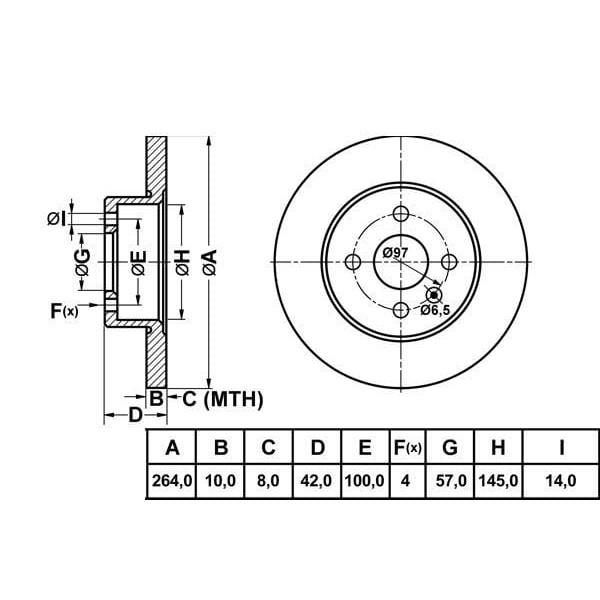 MGA 50165 Fren Diski Arka Astra H 04- Combo 00- Merıva A 03- Düz 264Mm 