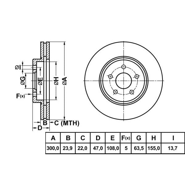 MGA 50179 Fren Diski Ön Mondeo III 00- / X-Type 01- Havalı 300Mm