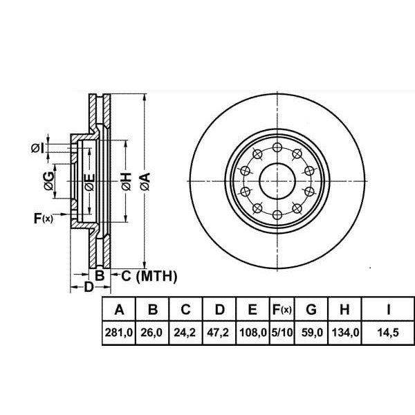 MGA 50181 Fren Diski Ön Ulysse 94- Scudo 96- / Zeta 94- / 806 94- Expert I 95- / Evasıon 94- Jumpy I 