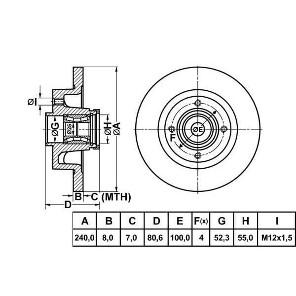 MGA 50187 Fren Diski Arka CLIO III 05- Megane II 02- Modus 04- Wınd / Note 06- Rulmansız Düz 240Mm