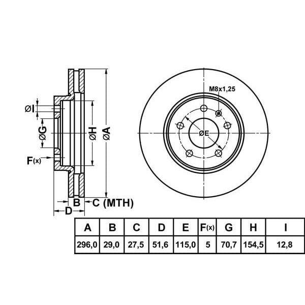 MGA 50195 Fren Diski Ön Antara 06- / Captiva 06- Havalı 296Mm 