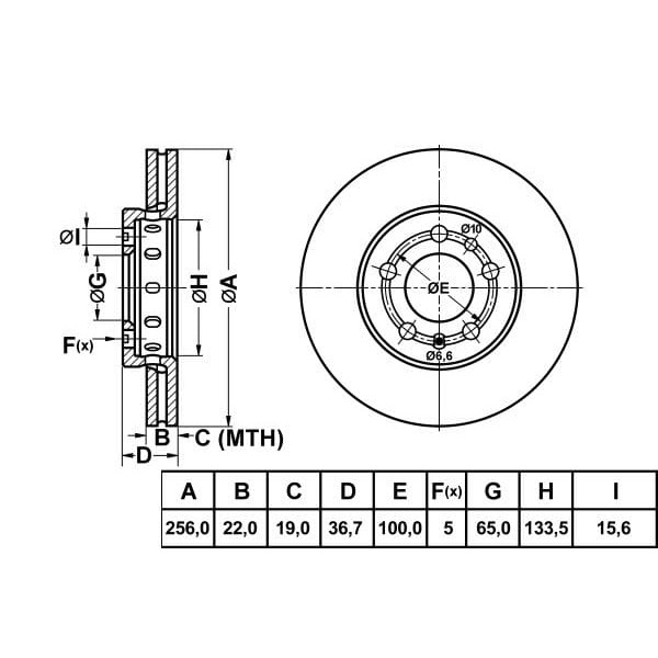 MGA 50197 Fren Diski Ön Golf IV 97- Golf V 03- Golf IV Bora 98- Polo III 94- Polo IV 01- Fox 05- / A