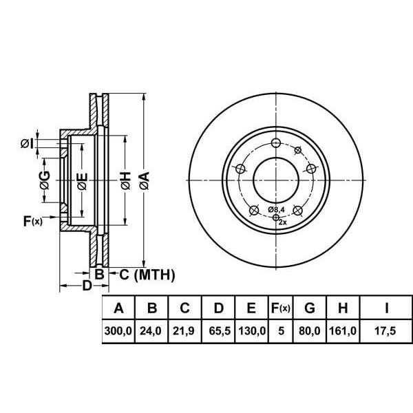 MGA 50198 Fren Diski Ön Crafter 06- / Sprinter 06- Havalı 300Mm