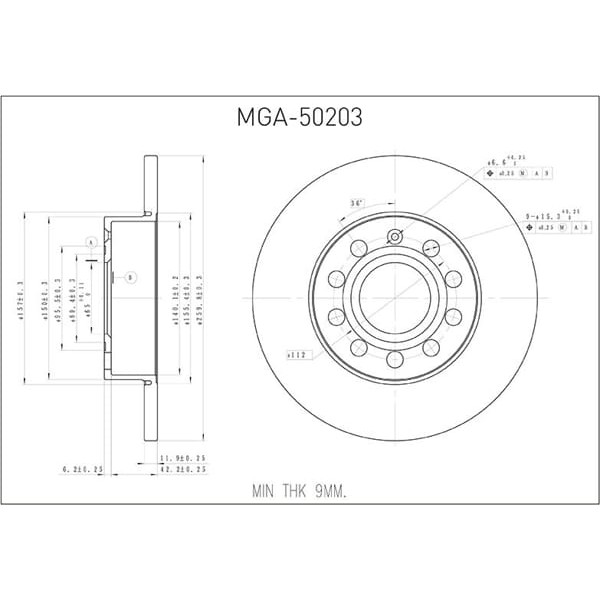 MGA 50203 Fren Diski Arka Golf V 03- Golf VI 08- Golf V Jetta III 05- Scırocco 08- Caddy III 04- Tou