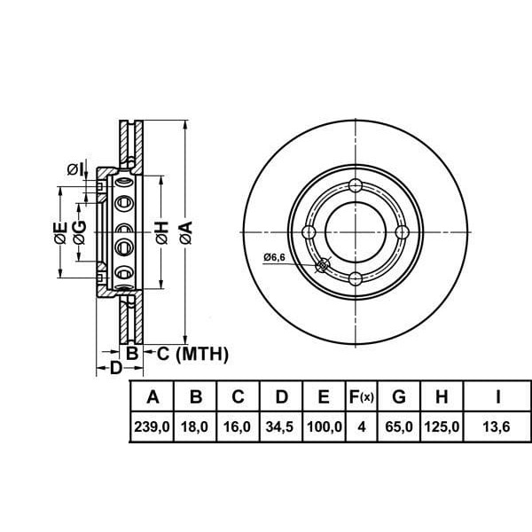 MGA 50205 Fren Diski Ön Polo III 94- Polo III 99- Lupo 98- / Arosa 97- Havalı 239Mm
