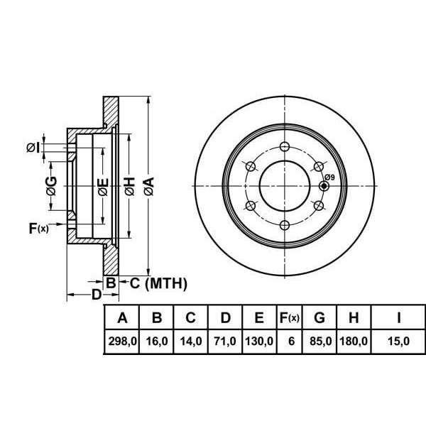 MGA 50206 Fren Diski Arka Crafter 06- / Sprinter 06- Düz 298Mm 