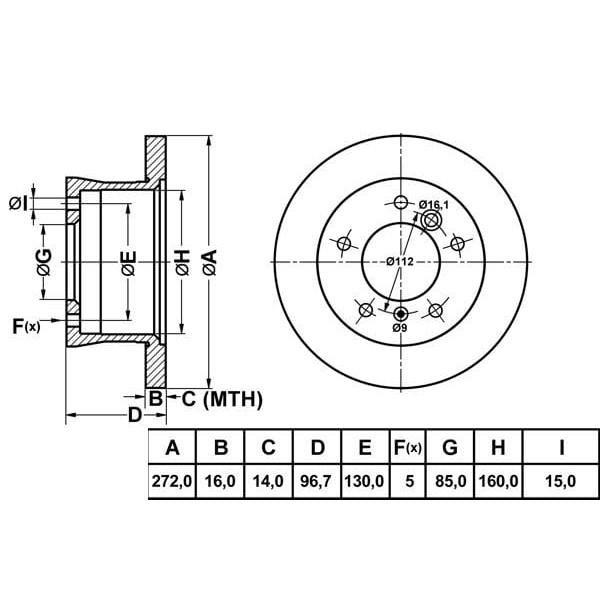 MGA 50208 Fren Diski Arka Lt28-35 96-06 Lt28-46 96-06 / Sprinter 95-06 Düz 272Mm 5 Bijon