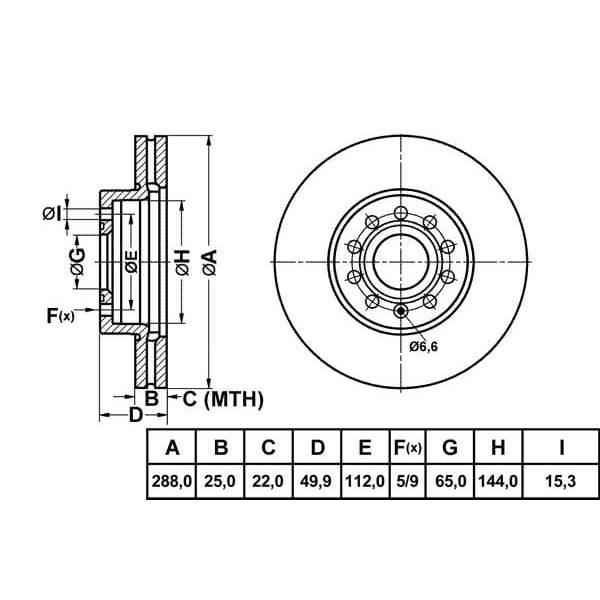 MGA 50210 Fren Diski Ön Golf V 03- Golf VI 08- Golf Vıı Sportsvan 14- Eos 06- Jetta III 05- Jetta IV 