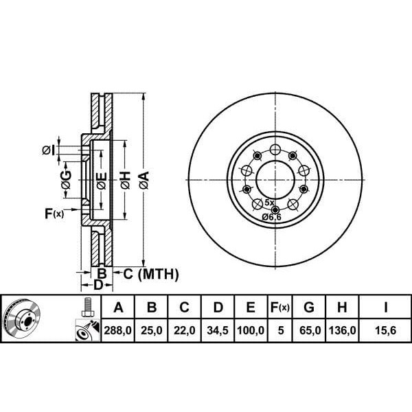 MGA 50223 Fren Diski Ön Golf IV 97- Bora 99- Polo V 09- / A1 10- A3 96- / Cordoba 02- Toledo II 98- 
