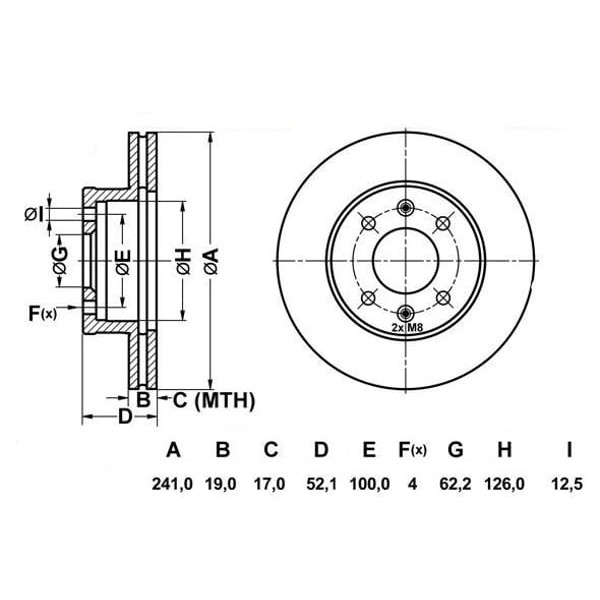 MGA 50229 Fren Diski Ön Accent Mılenyum Admire 00-06 Havalı 241Mm 