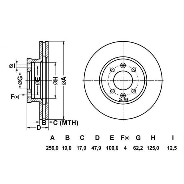 MGA 50246 Fren Diski Ön Getz 02- Dizel Havalı 256Mm 