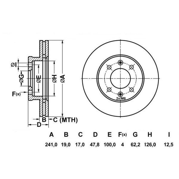 MGA 50247 Fren Diski Ön Getz 02- Benzinli Havalı 241Mm 