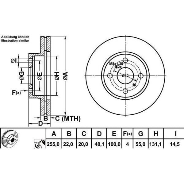 MGA 50251 Fren Diski Ön Corolla E100 Ae101 Ae111 93-02 Enjeksıyonlu Havalı 255Mm 