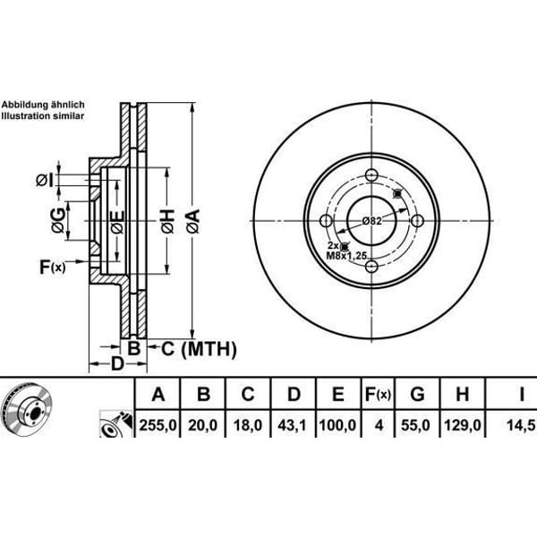 MGA 50266 Fren Diski Ön Yaris 99-05 Havalı 255Mm