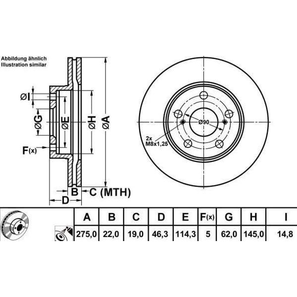 MGA 50272 Fren Diski Ön Corolla 07- Auris 07- Benzinli Havalı 275Mm 