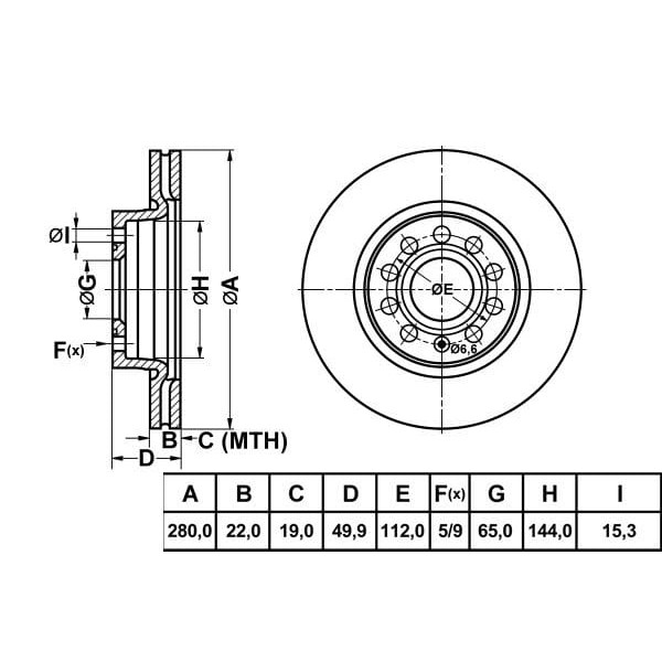 MGA 50274 Fren Diski Ön Golf V 03- Golf VI 08- Jetta III 05- Jetta IV 10- Beetle 11- Caddy III 04- /