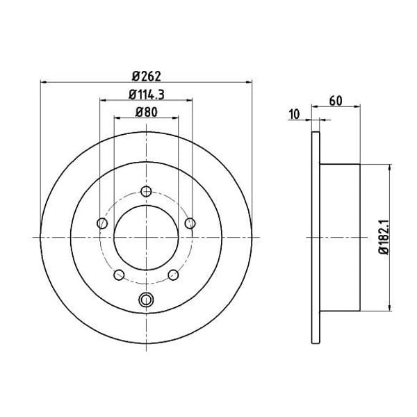 MGA 50283 Fren Diski Arka Lancer 08-12 Düz 5 Bijon 262Mm 