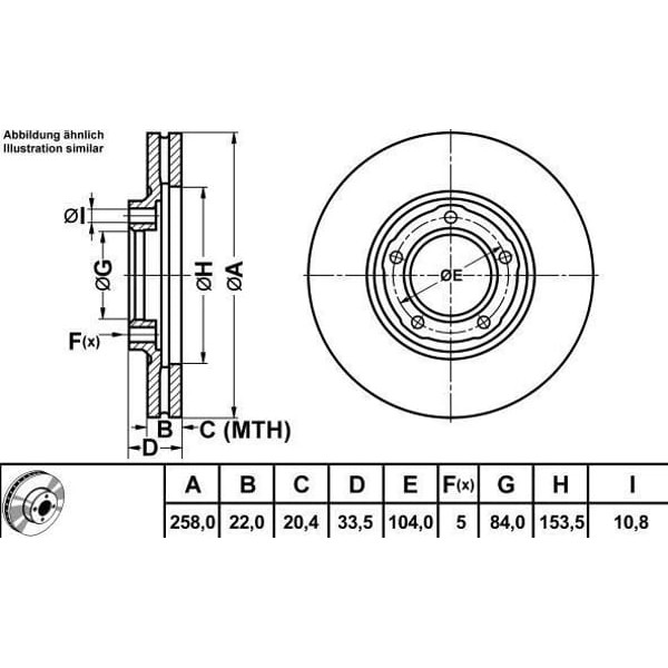 MGA 50289 Fren Diski Ön L300 90-11 Havalı 258Mm