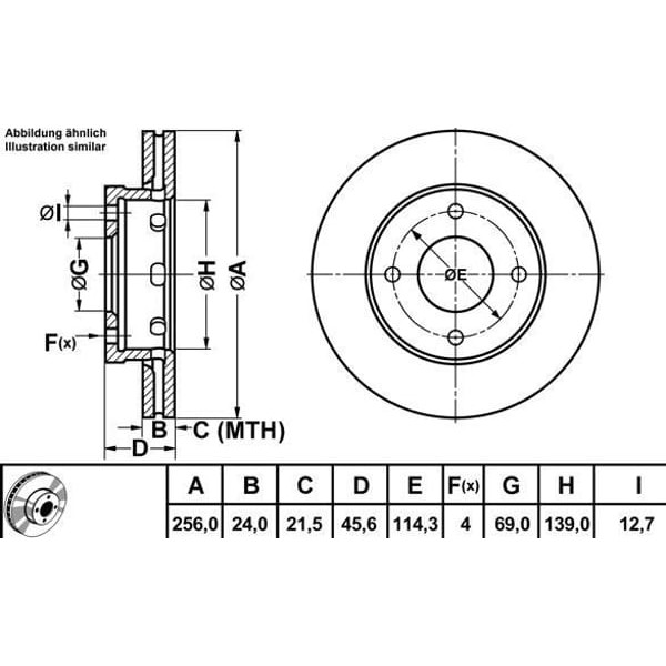 MGA 50290 Fren Diski Ön Colt 04-12 / Forfour 04-06 Havalı 256Mm 