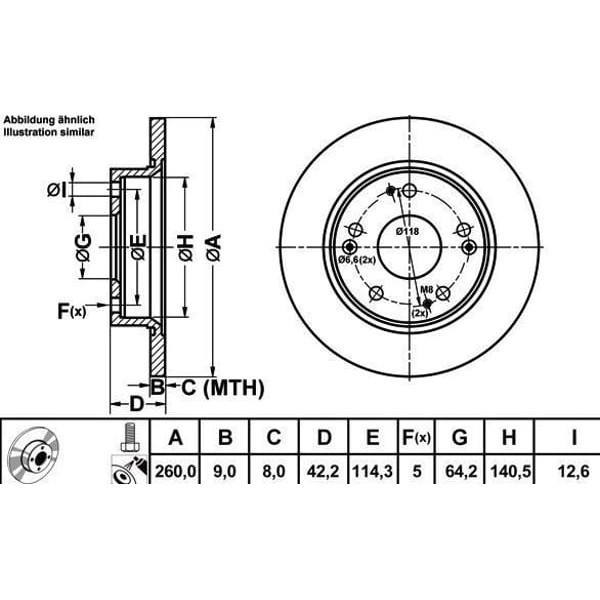 MGA 50298 Fren Diski Arka Civic Hb Sedan 05- Civic Ix 12- Düz 260Mm 