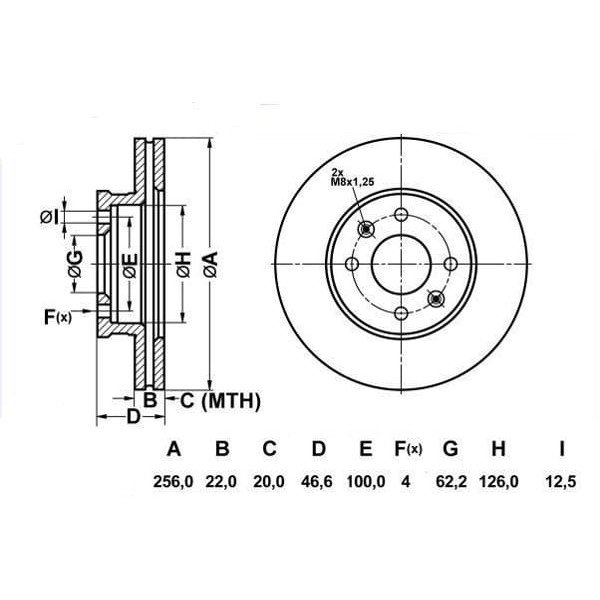 MGA 50300 Fren Diski Ön Accent Era 07- İ20 09- / Rio II 05- Havalı 256Mm