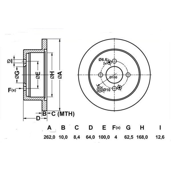 MGA 50301 Fren Diski Arka Accent Era 07-11 Accent Era 07- Getz 02- İ20 09- / Rio II 05- Düz 262Mm 
