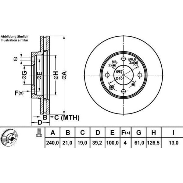 MGA 50304 Fren Diski Ön City 05-09 Jazz 02-08 Havalı 240Mm 