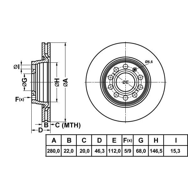 MGA 50312 Fren Diski Ön Passat B5 00- / A4 94- A4 00- A8 98- A8 03- / Exeo 09- Havalı 280Mm 