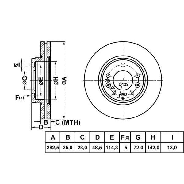MGA 50316 Fren Diski Ön Mazda 6 02-07 Havalı 283Mm